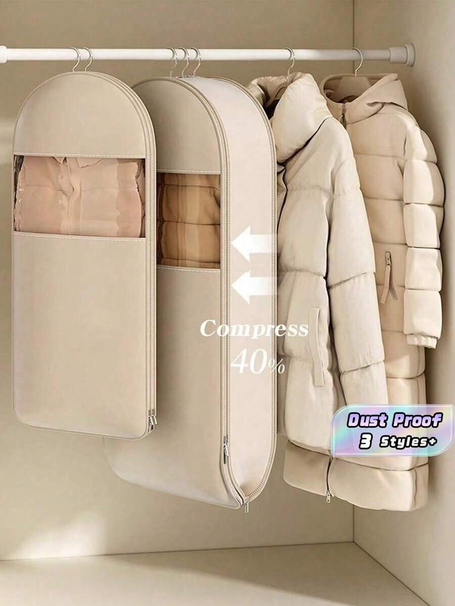 1 件全新绗缝防尘罩,带可视窗口的衣物收纳袋,节省衣柜空间,加厚材质 - 彩色 - 查看 1