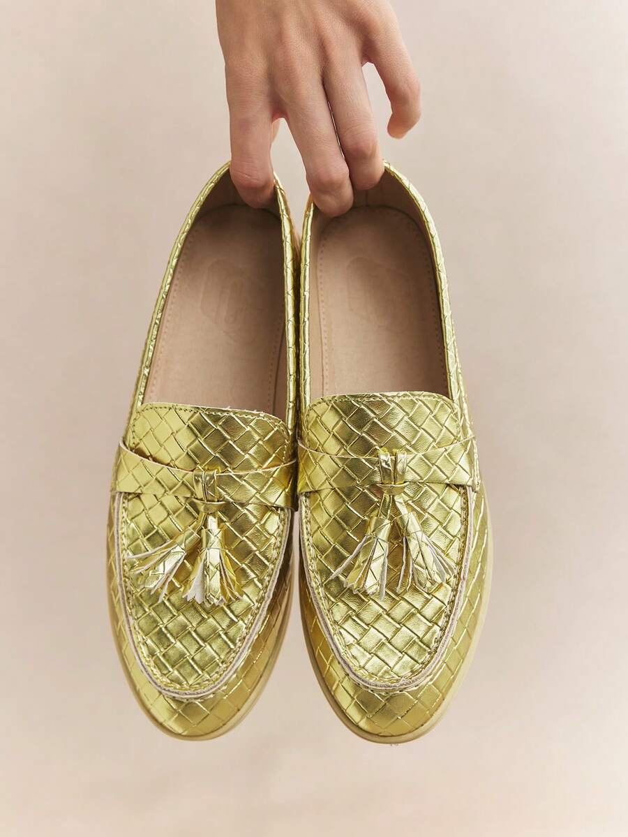 Rosivie Zapatos planos casuales y versátiles para niños, adecuados para uso diario - Dorado - Ver 1