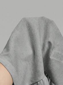 Slaydiva Women's Grey Summer Casual Everyday Home Ribbed Tank Top, Basic Versatile Solid Crew Neck Racer Back Off-Shoulder Vest For Party, Sports Yoga, Beach - Grey - View 8