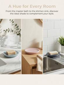 Haus Hana 1Pc Minimalist Ceramic Soap Dish, Made Of Smooth Ceramic With Solid Color Finish, Features Drain Holes To Keep Soap Dry, Prevents Water Buildup, Ideal For Bathroom, Kitchen, Hotel And Daily Home Use. - multicolor - View 11
