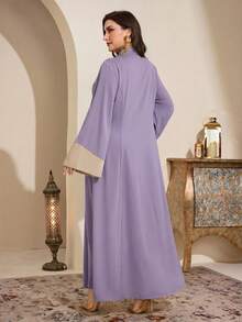 Al Najma 大尺碼女款亮片裝飾長袖阿拉伯風洋裝 - 淡紫色 - 查看 2