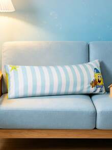 SpongeBob SquarePants | SHEIN 1个装饰卡通图案枕套，透气光滑面料，舒适保暖，可机洗，多种尺寸可选，适合不同枕头，是馈赠佳品。 - 藍白色 - 查看 4