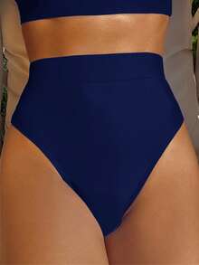 Swim Basics Women's Solid Color Bikini Bottom, Suitable For Summer Vacation And Beach - Navy Blue - View 5
