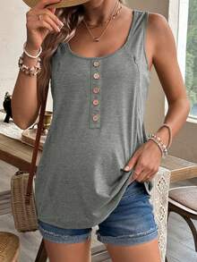 SHEIN Top de lactancia informal de unicolor para maternidad, verano - Gris Oscuro - Ver 1