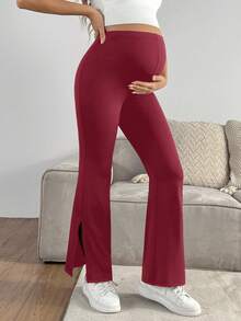 GentleRue Maternity 孕妇纯色休闲裤 - 紅色 - 查看 3