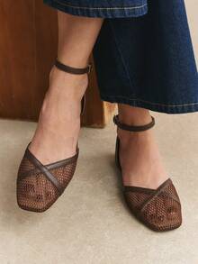 Rosivie Women Flats Spring And Summer New Models, Square Toe Design, Comfortable And Simple Vacation, Women's Flat Bottom, Essential For Commuting, Casual And Versatile Fall Shoes - Coffee Brown - View 3