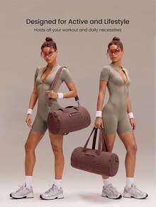 GLOWMODE Bolsa de deporte con cremallera de gran capacidad máxima de 16L, doble correa, para uso diario, activo y casual, primavera-verano - Jujube - Ver 2