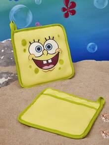 JAWS X SHEIN SpongeBob SquarePants | SHEIN 1/2 PC Bộ cách nhiệt in hoạt hình dễ thương, Găng tay lò nướng/Thảm cách nhiệt, Một vật dụng cần thiết cho nướng bánh trong bếp, Cách ly hiệu quả các nguồn nhiệt, Đơn lẻ/Kết hợp - Xem 2