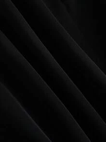 Selianne 優雅純色蕾絲拼接不對稱下擺掛脖上衣，夏季 - 黑色 - 查看 4