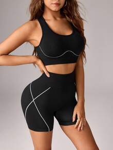 SHEIN Dewbera Set bộ đồ thể thao - màu đen - Xem 7