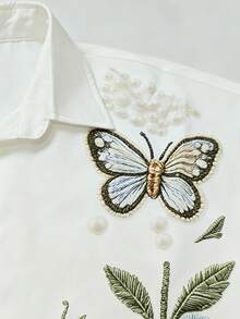 Simple, Solid-Color Women's Everyday Button-Down Shirt - Champagne - View 5