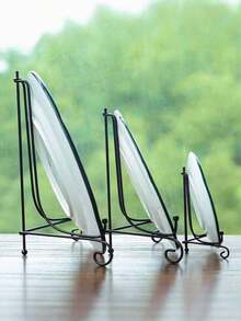 1Pc Craft Bracket Book Holder Photo Pedestal Bowl Picture Frame Black Iron Plate Rack Display Stand Easel - Black - View 4