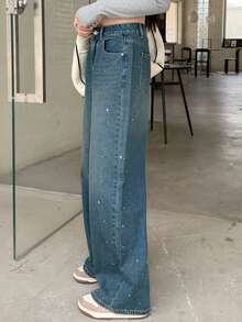 DAZY Women's High Waisted Wide Leg Denim Jeans With Pockets - Light Wash - View 4