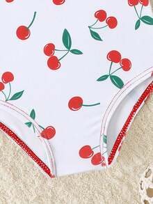 Souflis Souflis Newborn Baby Cherry Print Ruffle Trim One-Piece Swimsuit (Print Randomly) - Pink - View 4