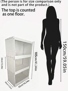1pc Dustproof Storage Cabinet With Lid, Wardrobe, Bookcase, Storage Rack, Improves Space, Stable And Stylish, Easy To Assemble And Disassemble, Portable, Suitable For Living Room, Bedroom, Entrance, Office, Home, Multi-Layer Storage, Holiday Gift, Christmas Gift, Gift - Multicolor - View 5