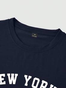 Manfinity Homme Men's Casual Summer Holiday & Commute Minimalist Versatile American Flag Letter Print Short Sleeve T-Shirt - Royal Blue - View 4