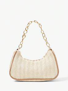 Viva Strut 1pc Summer Beach Starfish Series Shell & Seashell Woven Shoulder Hand Carry Bag, Beach Bag, Straw Handbag For Women (Charm Color & Style Randomly) , Summer - Multicolor G - View 5