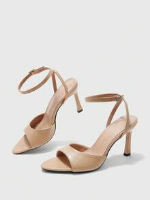 CUCCOO BIZCHIC Simple Round Toe With Stiletto Sandals, High Heels For Workplace Commuting Temperament Summer - List one apricot color - View 9