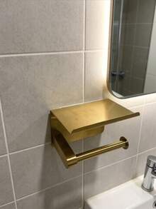 Stainless Steel Toilet Paper Holder With Top Storage - Easy Installation For Bathroom And Vanity, No Drilling Required , Finishes Bathroom Accessories Bathroom Tools - Multicolor - View 2