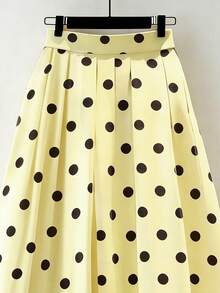 Franclia Women's Gradient Heart Pattern Elastic Waist Casual Everyday Commute Outing Valentine's Day Date Mid-Length Skirt, Spring/Summer - Light Yellow - View 3