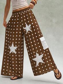 Bohemela Pantalones anchos de pierna ancha casuales de mujer con parches tejidos - Multicolor - Ver 6