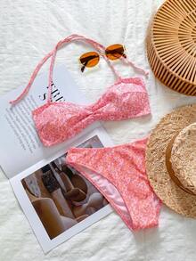 Swim Mod Bộ đồ bơi nữ phong cách retro dễ thương ngọt ngào, viền hoa, mặc thường ngày đi biển nghỉ dưỡng - trái cam - Xem 5