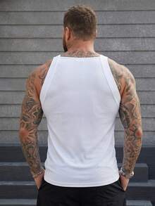 Manfinity Homme 2pcs Plus Size Men's Casual Solid Color Ribbed Knit Square Neck Sleeveless Tank Top, Versatile For Daily Wear, Summer - Multicolor - View 2