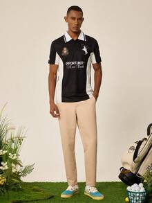 Tonviero Camisa polo con cuello y estampado minimalista para hombre - Multicolor - Ver 3