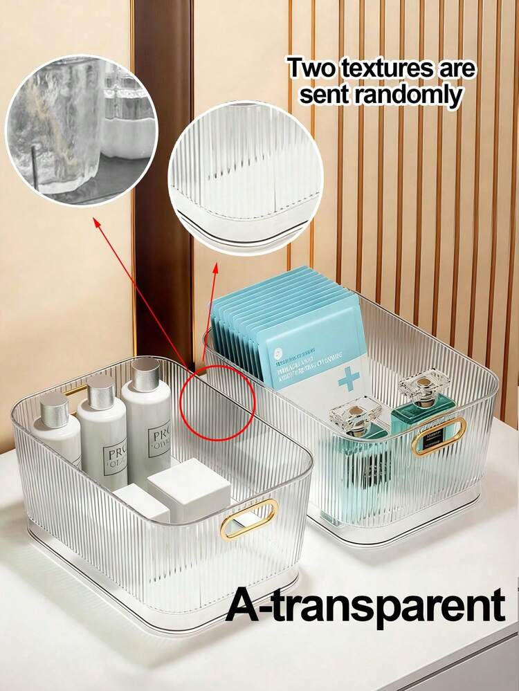 SHEIN 1 hộp đựng đồ để bàn có dung tích lớn, có tay cầm, để sắp xếp mỹ phẩm, đồ ăn nhẹ, đồ dùng nhỏ trong phòng khách, nhà bếp. Có nhiều kích cỡ - Trong sáng - Xem 17