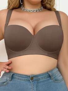 DesireSculpt 2pcs/Set Plus Size Comfortable Seamless Wireless Adjustable Supportive Bras - Multicolor - View 5