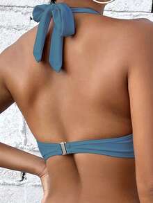 Voyashape Women's Beach Vacation Swimwear Top - Dusty Blue - View 2