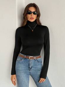 SHEIN Tall 2件組純色修身高領白色上衣，適合秋冬，高個女性 - 彩色 - 查看 5