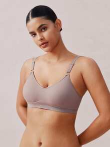 Veilyse 4pcs Women's Comfortable Sleeping Casual Striped Wireless Soft Cup Solid Color Bras - Multicolor - View 8