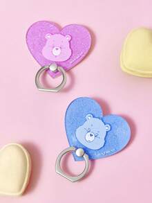 SHEIN X Care Bears 亚克力指环手机支架，桌面支撑支架夹环扣，强力粘性多功能指环，心形，礼品创意，派对，节日，情人节 - 粉色 - 查看 5