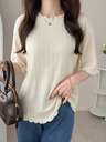 FRIFUL Women's Wavy Striped Loose Contrast Trim Short Sleeve T-Shirt, Summer Casual Wear
