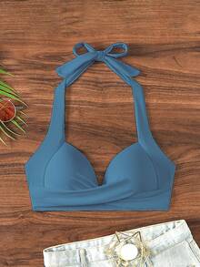 Voyashape Women's Beach Vacation Swimwear Top - Dusty Blue - View 3