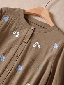 Rusticease Brown Floral Floral Floral Print Dress, Elegant Cottagecore Cottage Core Casual Summer Dress For Women Everyday Party Picnic - Brown - View 4