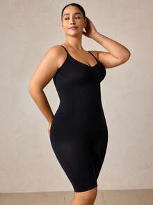 Veilyse Plus Size Women Adjustable Strap Shaping Lifting Jumpsuit - Black - View 7
