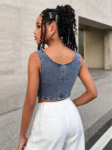 top con cremallera bustier Cami Top en mezclilla - azul claro - Ver 3