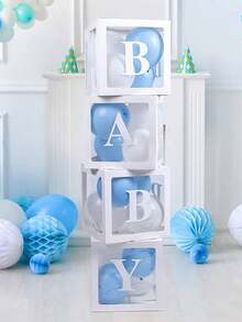 Kotak Balon dengan 4 Huruf, Kotak Balon Putih Transparan untuk Pesta Ulang Tahun dan Acara Mandi Bayi, Dekorasi Pesta Ulang Tahun, Dekorasi Acara Mandi Bayi, Pengungkapan Jenis Kelamin Bayi di Hari Ulang Tahun - Putih - View 1