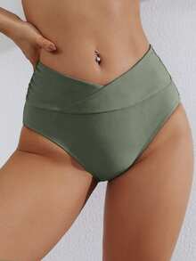 Swim Basics Women's Beach Vacation Swimwear Bottom - Army Green - View 4