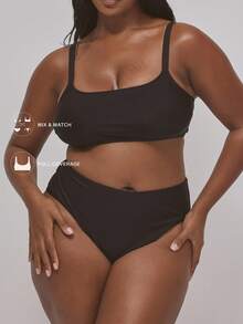 MUSERA Áo bikini cổ tròn chui đầu size lớn, chỉ áo, đồ bơi cơ bản cho kỳ nghỉ hè, du lịch, đi biển, resort - màu đen - Xem 1