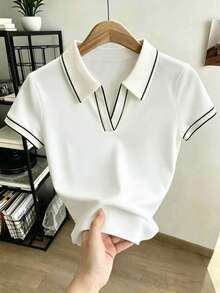 Raffinéva 女款休閒合身 Polo 領短袖 T-Shirt - 彩色 - 查看 1