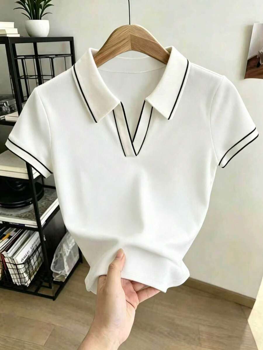 Raffinéva 女款休閒合身 Polo 領短袖 T-Shirt - 彩色 - 查看 1