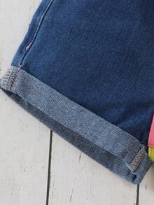 SHEIN Young Girl' Cute Multi-Color Denim Shorts - Multicolor - View 5