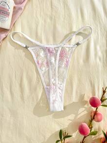 Eraneu Quần lọt khe nữ G-string ren hoa thời trang, xuyên thấu, gợi cảm. - trắng - Xem 2
