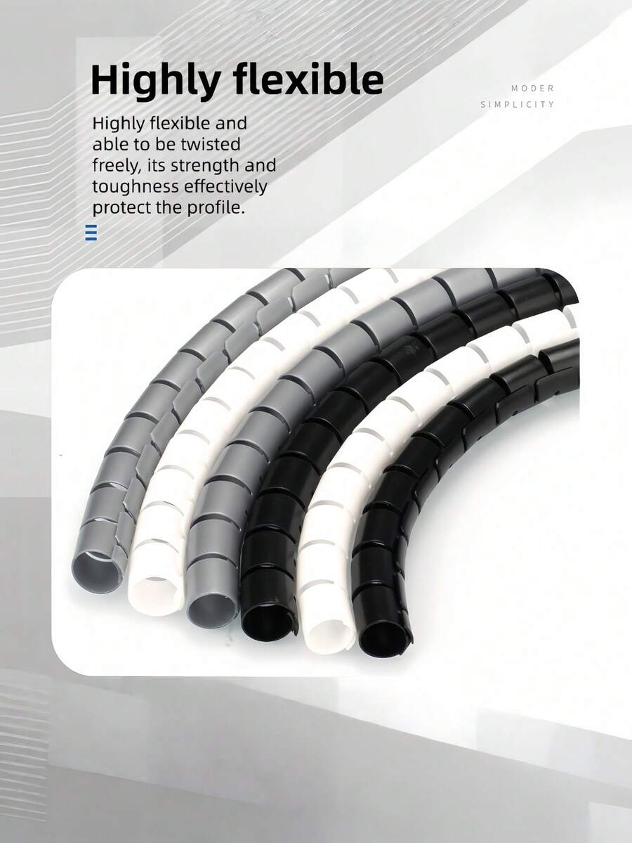 1PC 16MMx3M Black Cable Organizer With Clip Anti Gnaw Open Ethernet Cable Protective Cover For Desktop Under Desk Wire Storage Management Home Office Decor - Black - View 1