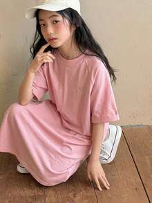 DAZY 少女女孩插肩袖休閒洋裝 夏季 - 粉色 - 查看 7