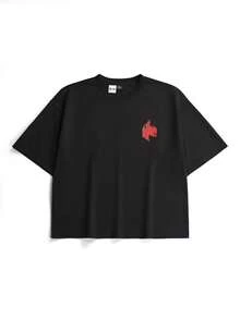Men's Short Sleeve Crew Neck T-Shirt With Minimalist Print, Olive Green Graphic Tee, Oversized Printed Crop Top For Men, Unisex Washed T-Shirt. Y2K Style, Fashionable Style, Cute Style, Casual Style, Women's Blouses > Clothing. 230g (Sizes S-XXXL) - 5 - 查看 2