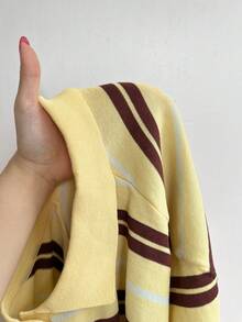 Muchica Plus Size Mustard Yellow Striped Knit Top - Pale Yellow - View 7